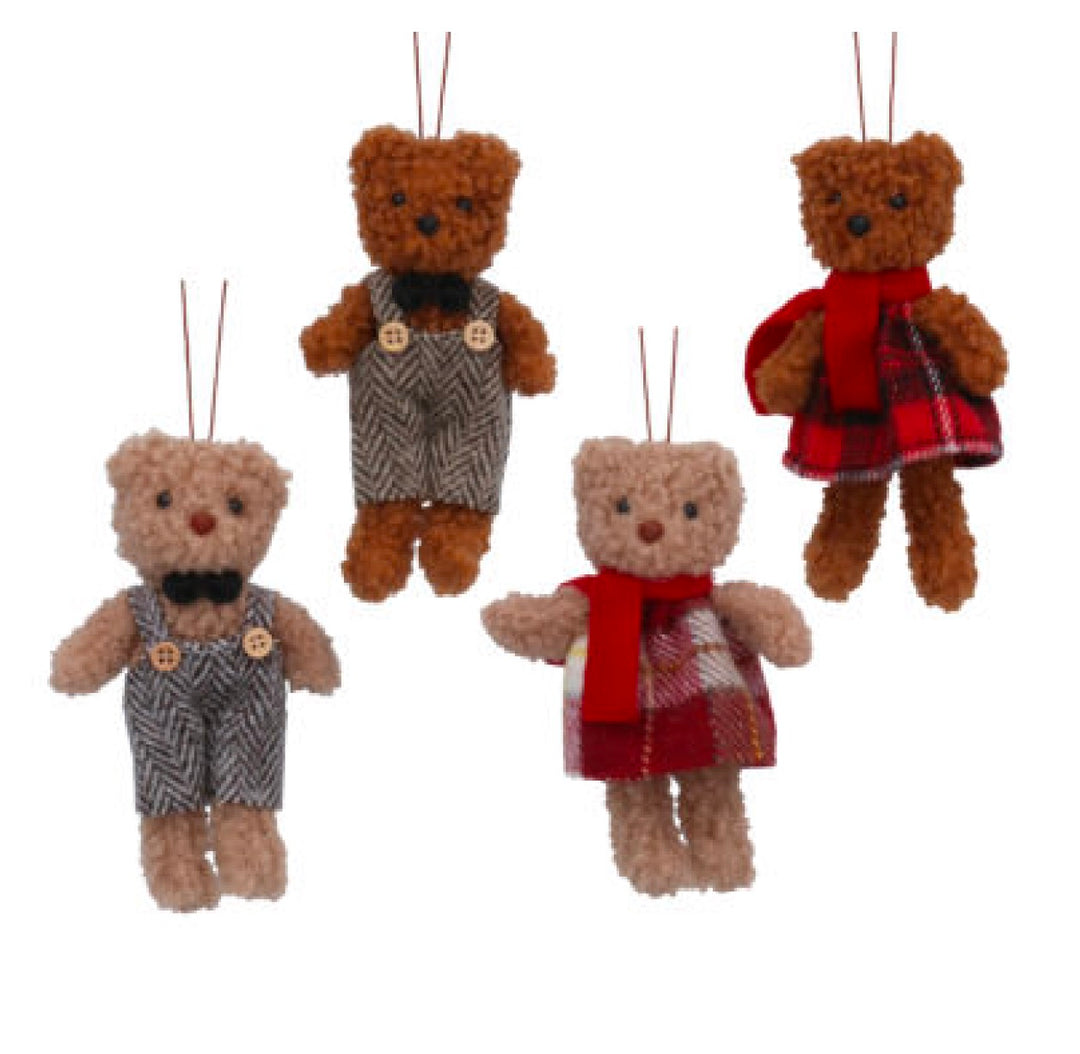 Dressed Teddy Bear Fabric Hanging Christmas Decoration (Design May Vary)
