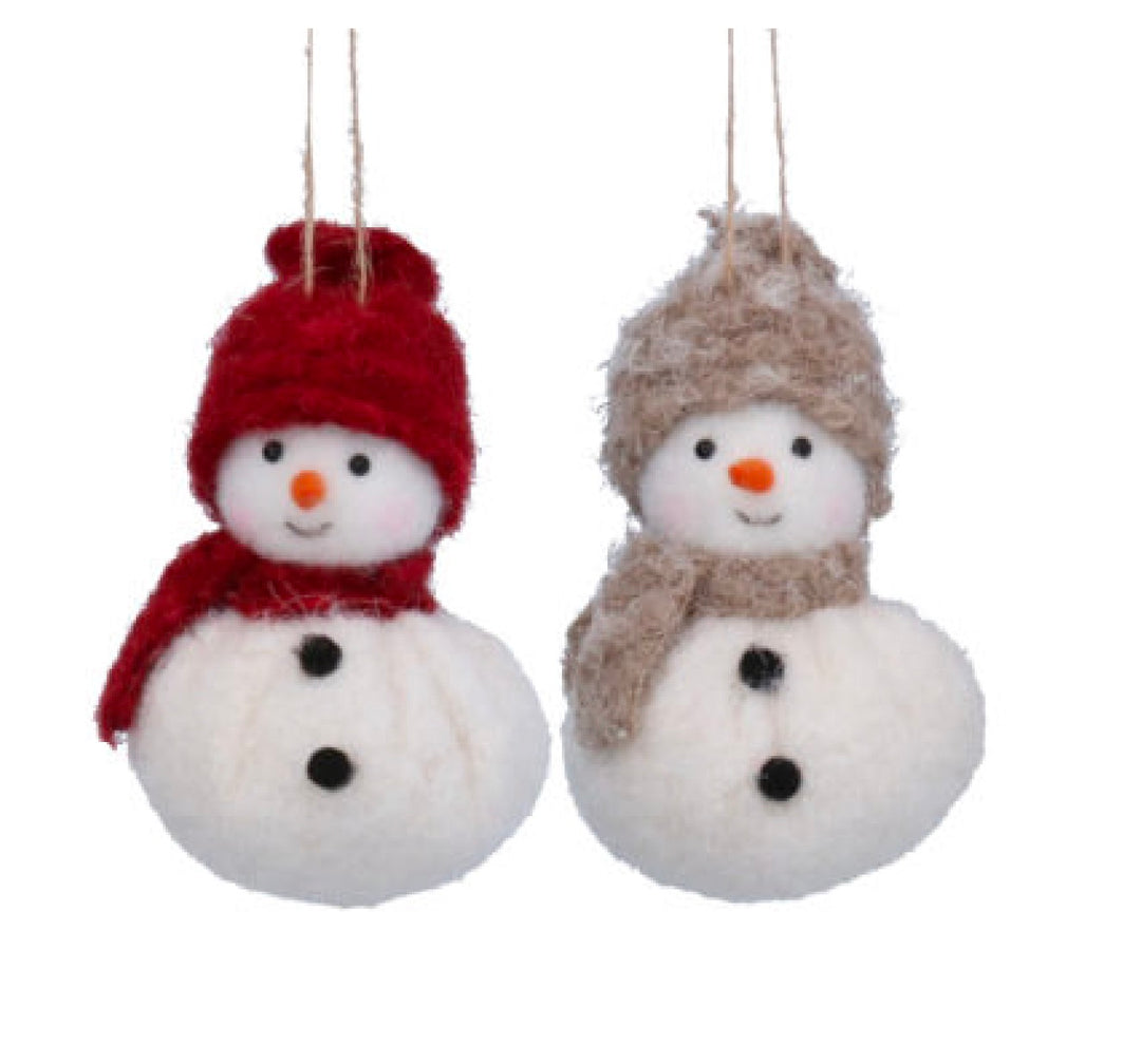 Snowman with Hat and Scarf Fabric Christmas Decoration 10cm (Design May Vary)