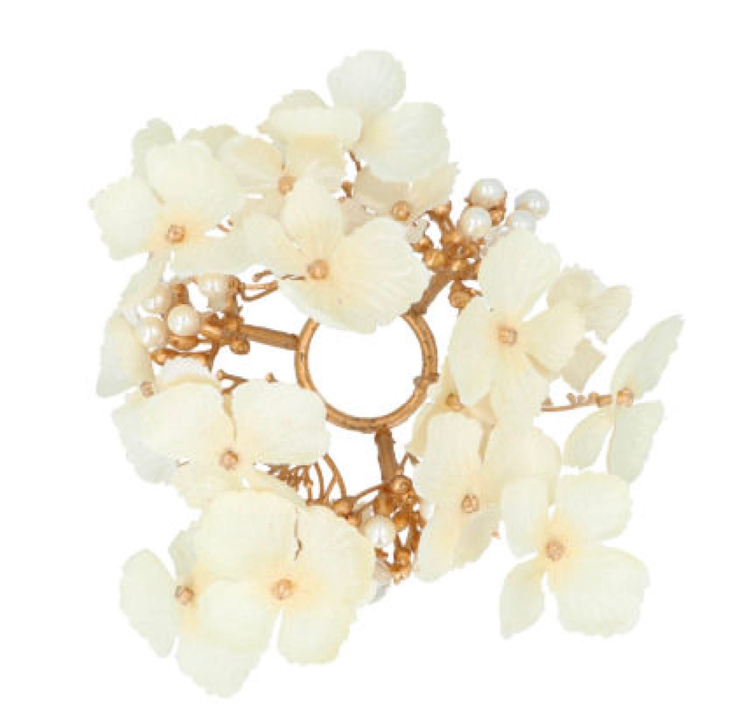 Cream and Gold Hydrangea Candle Ring