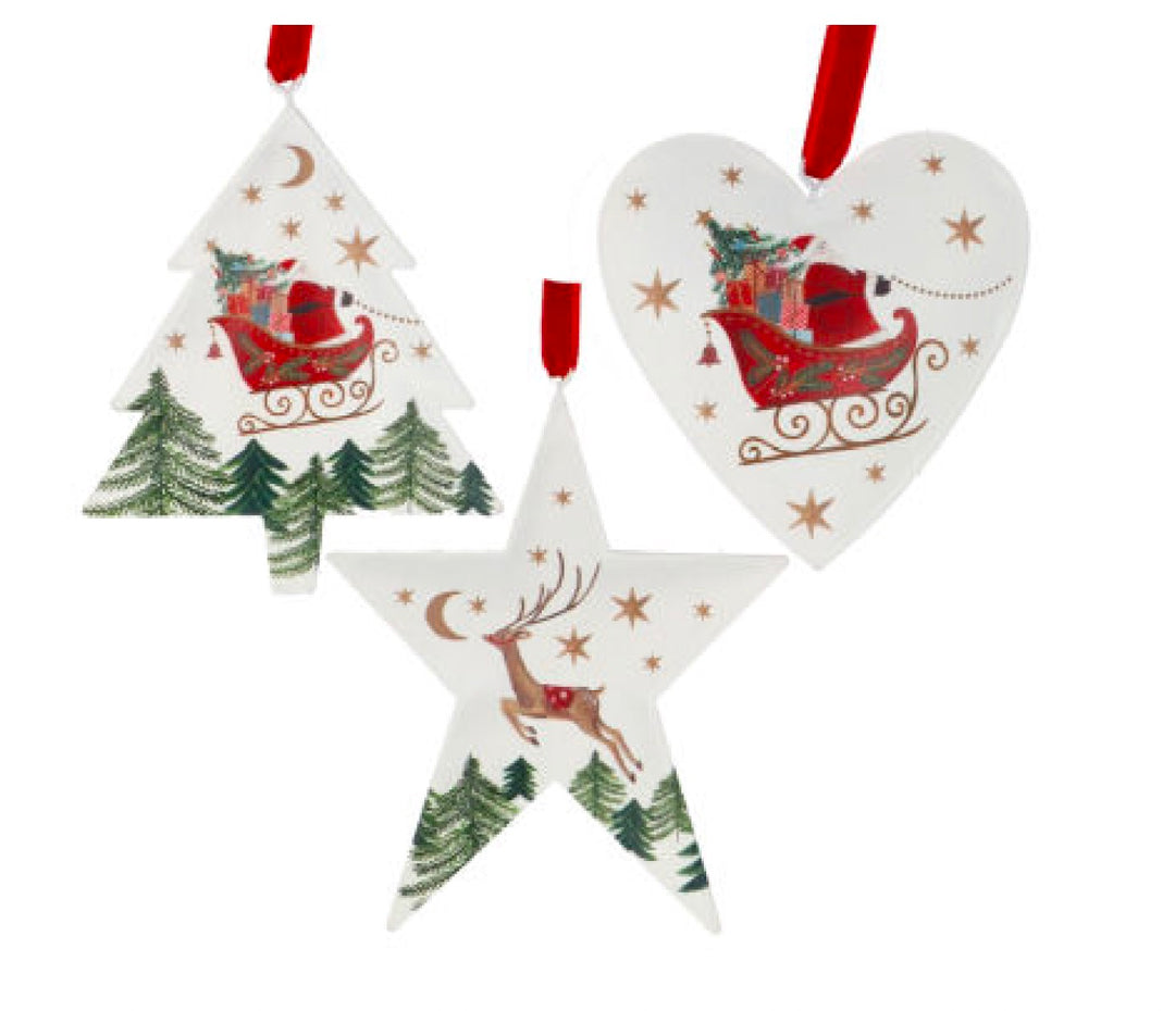 Nostalgia Sleigh Metal Christmas Decoration 12cm (Design May Vary)