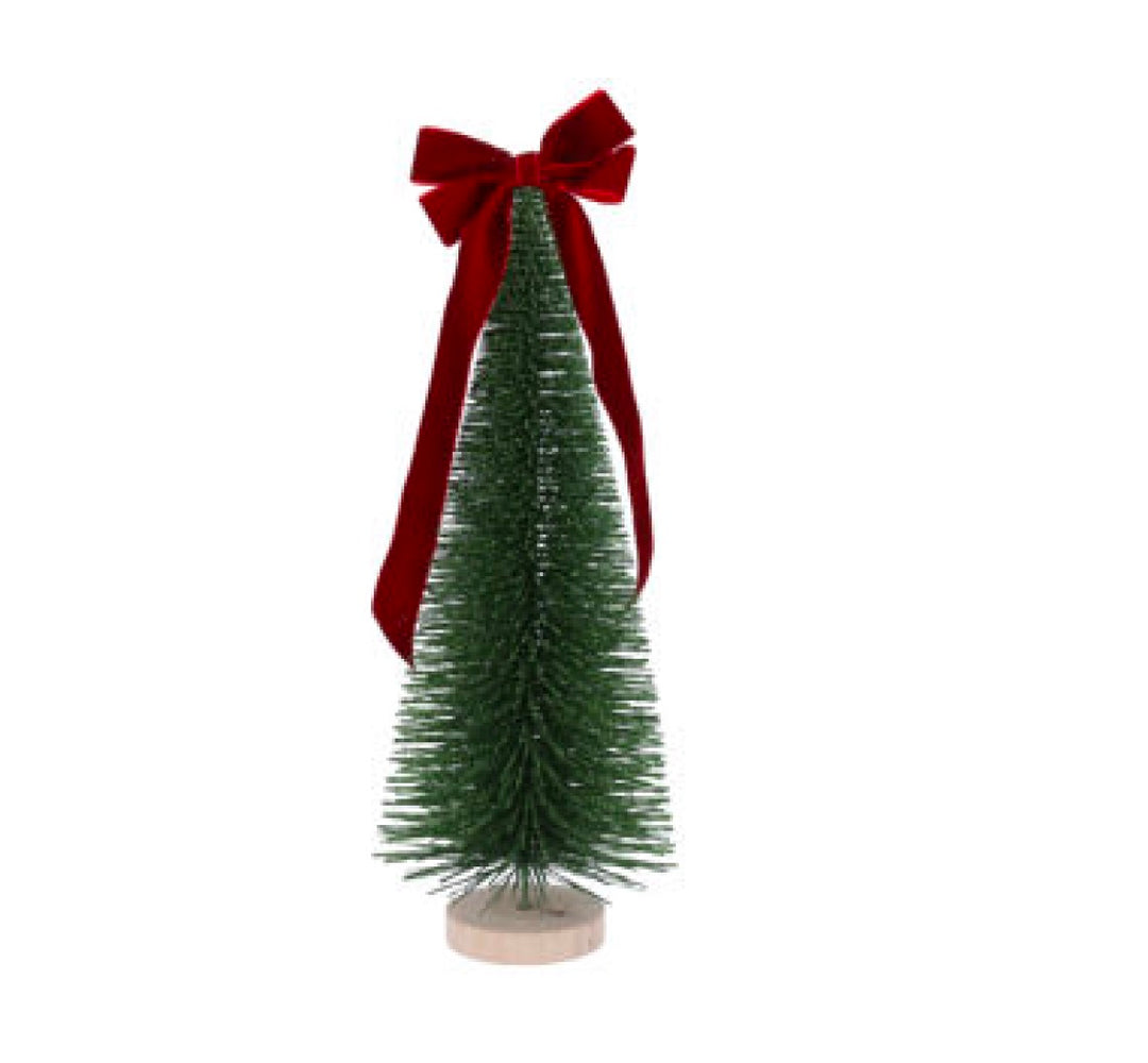 Bristle Christmas Tree with Red Bow 38cm