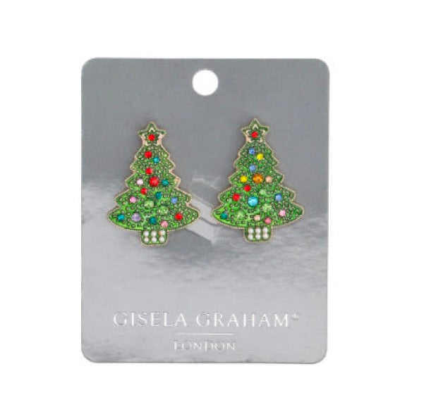 Jewelled Christmas Tree Earrings