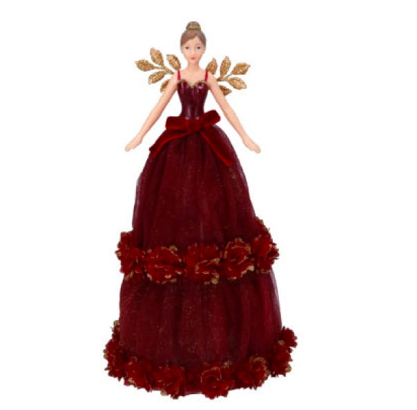 Large Tree Top Fairy - Burgundy with Dahlia Bands