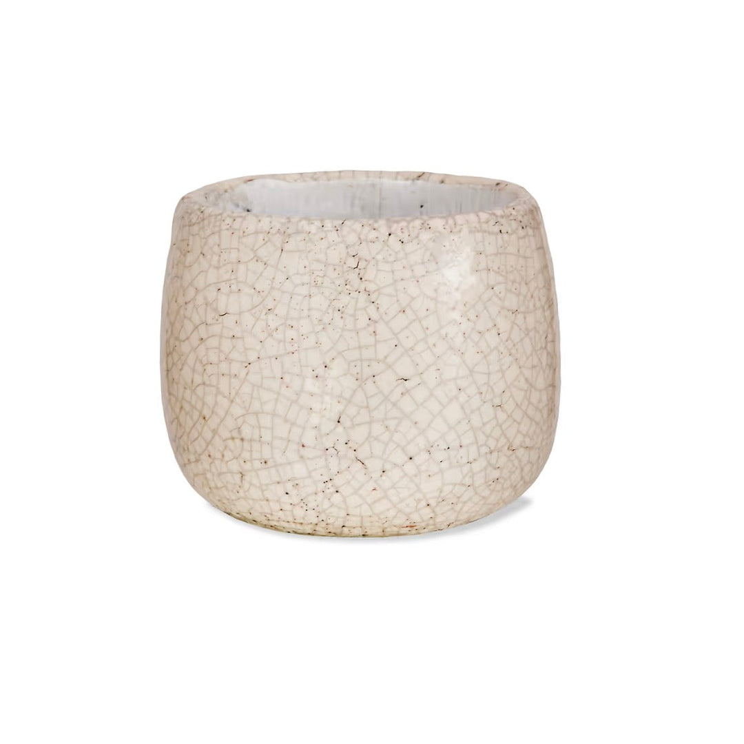 Ravello White Crackle Glaze Ceramic Plant Pot - 11.5cm