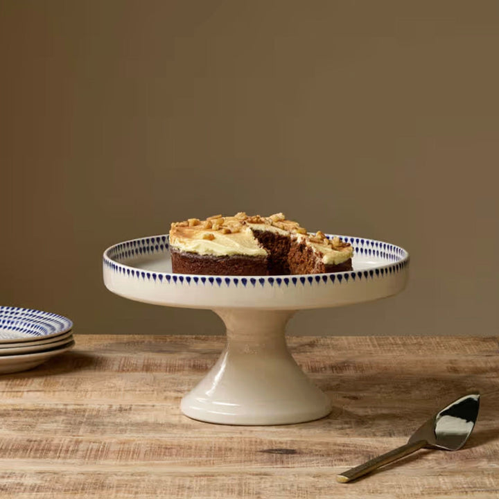 Indigo Drop Ceramic Stand - Cream &amp; Indigo