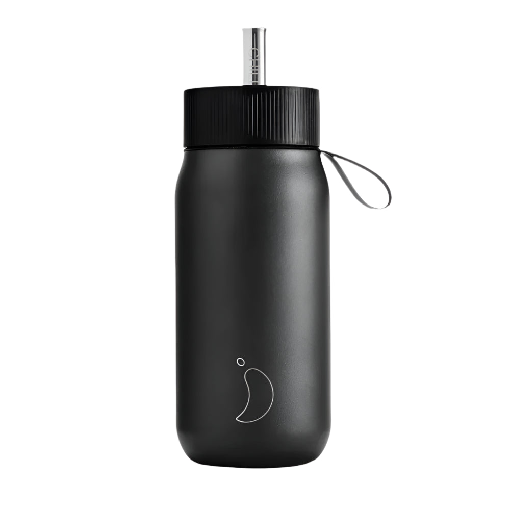 Chilly's Series 2 Switch Cup 750ml in Abyss Black, featuring a sleek black design and spill-proof lid for hot and cold beverages