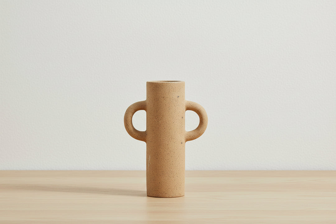 Small Sigga Vase by Cornucopia Home and Gift in oatmeal color, featuring a smooth, rounded ceramic design perfect for home decor.