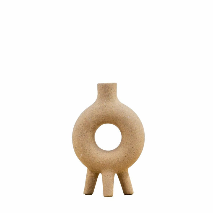Oatmeal-colored Sissel Gallery Vase by Cornucopia Home and Gift, featuring a smooth, modern ceramic design suitable for floral arrangements.