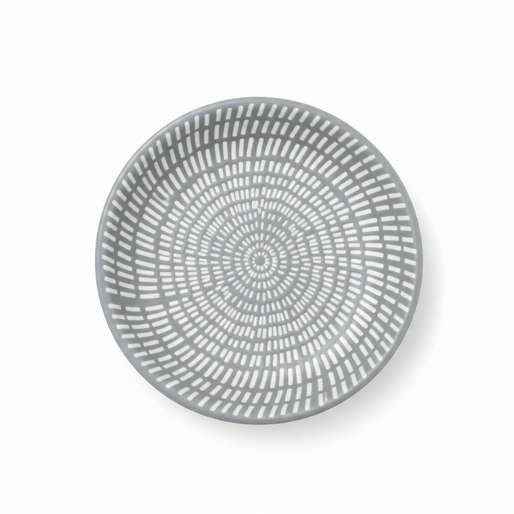 Small Porcelain Dash Round Trinket Dish - Grey