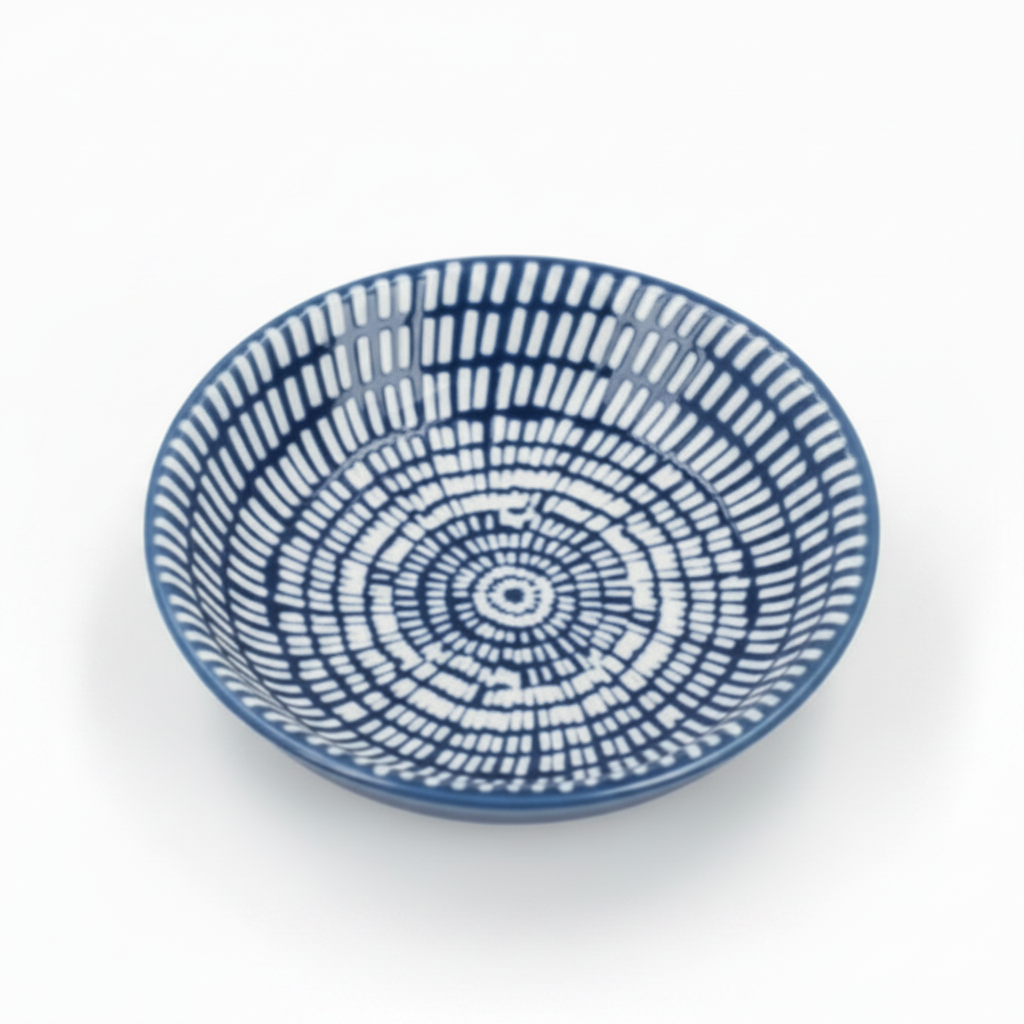 Small Porcelain Dash Round Trinket Dish - Navy