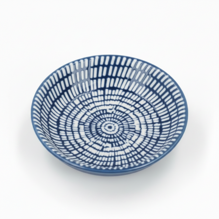 Small Porcelain Dash Round Trinket Dish - Navy