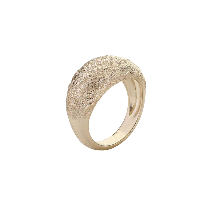 Gold Still Ring by Tutti &amp; Co, featuring a sleek, minimalist design, displayed on a neutral background.