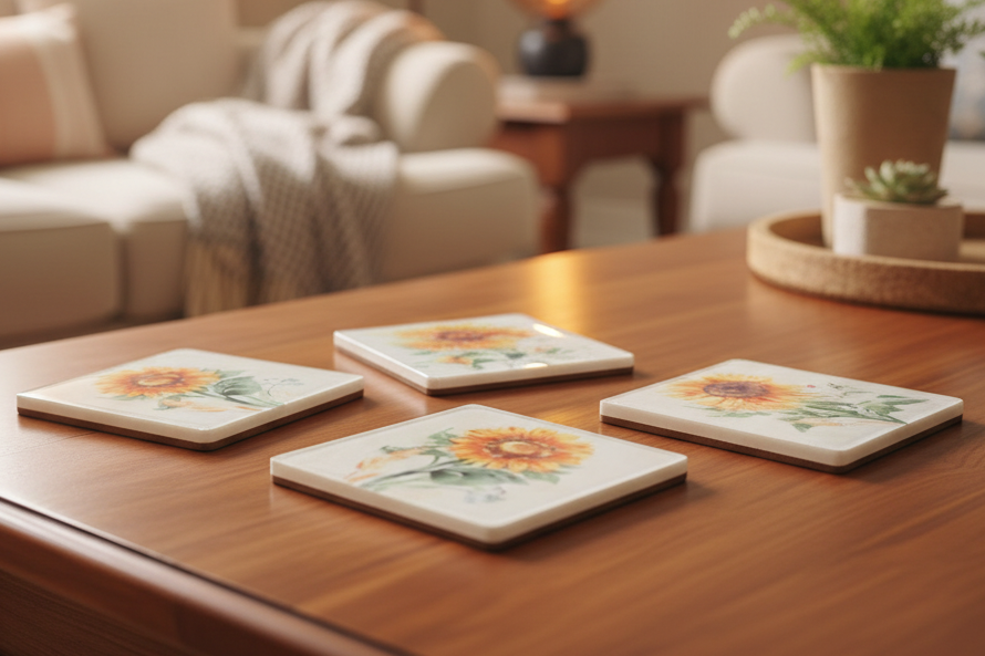 Sunflower Resin Coaster (2 assorted)