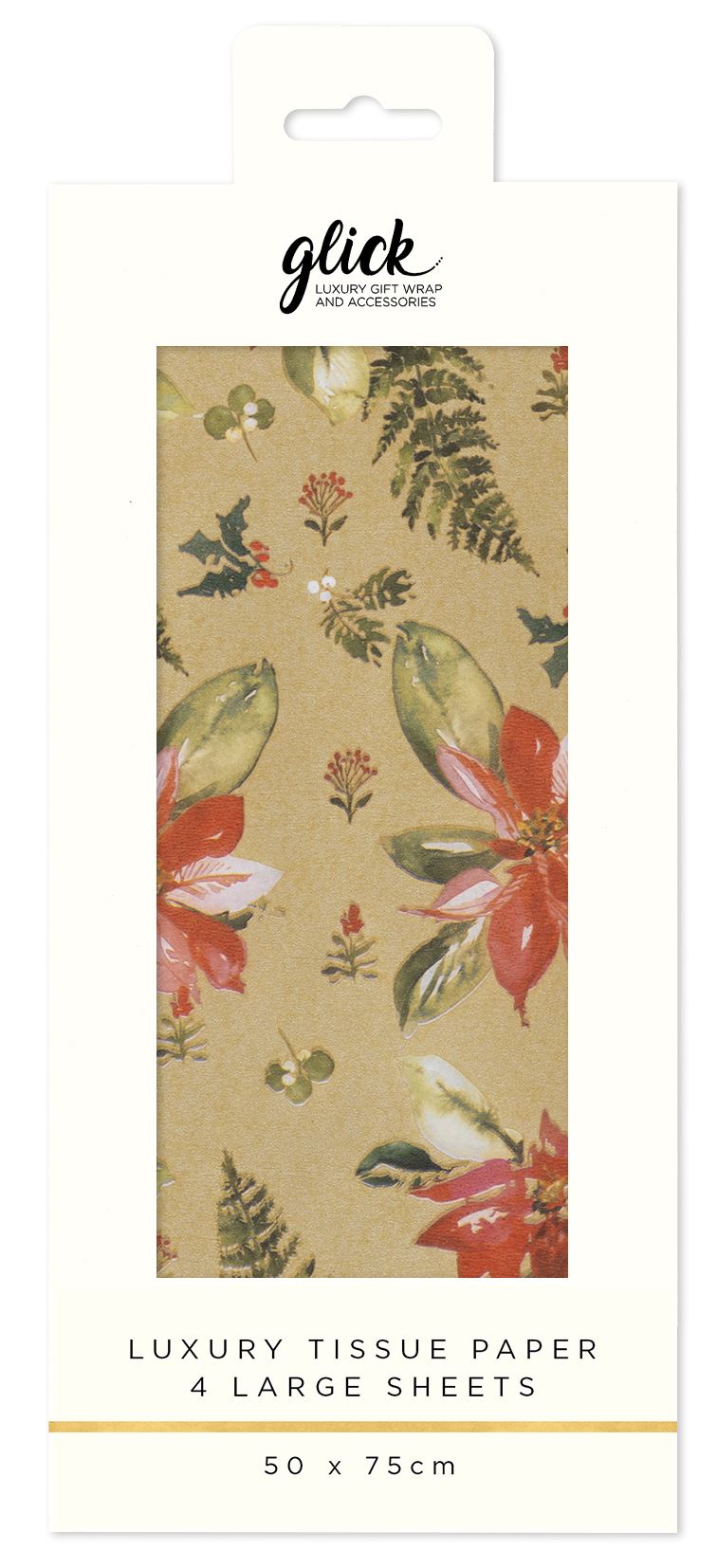 Glick Tissue Perfect Poinsettia Gold decorative floral arrangement by Cornucopia Home and Gift, featuring golden poinsettia flowers.