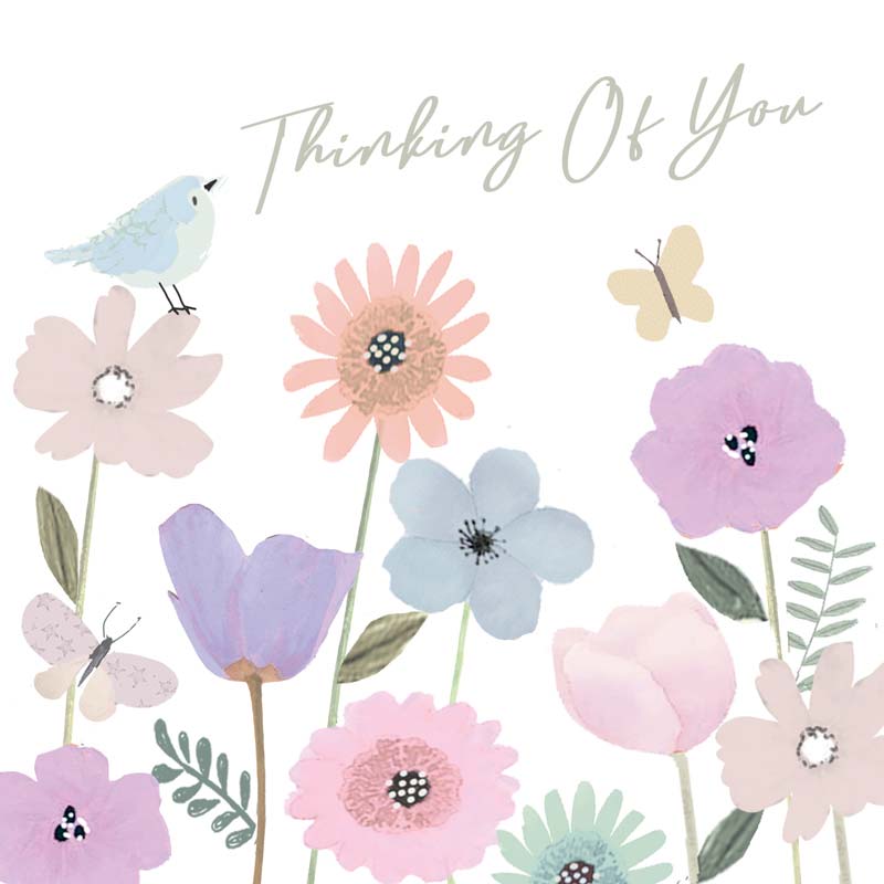 Hammond Gower "Thinking of You" greeting card by Cornucopia Home and Gift with floral design and heartfelt message inside.