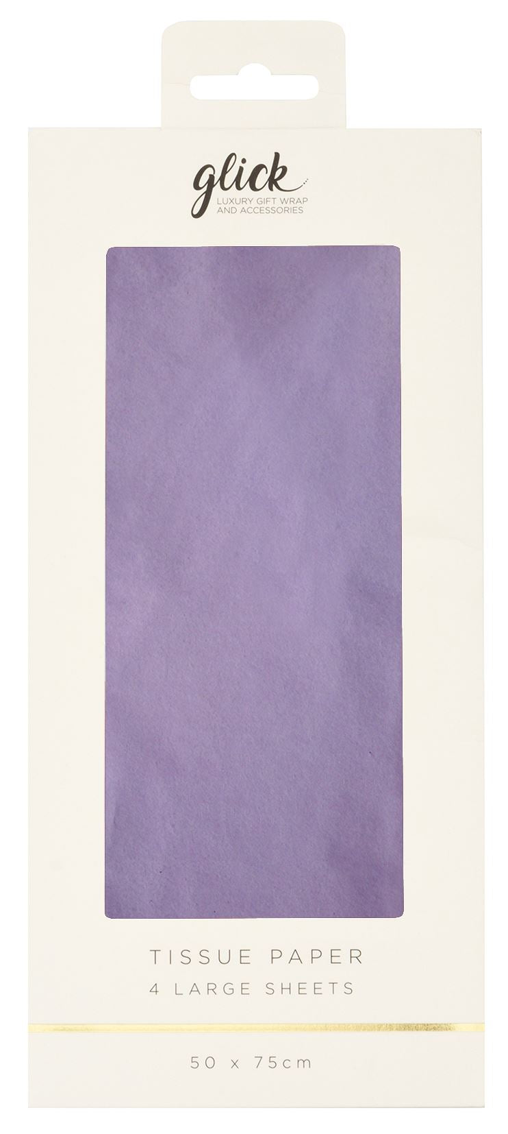 Glick Lilac Tissue Paper by Cornucopia Home and Gift, soft lavender-colored tissue paper, suitable for gift wrapping or craft projects.