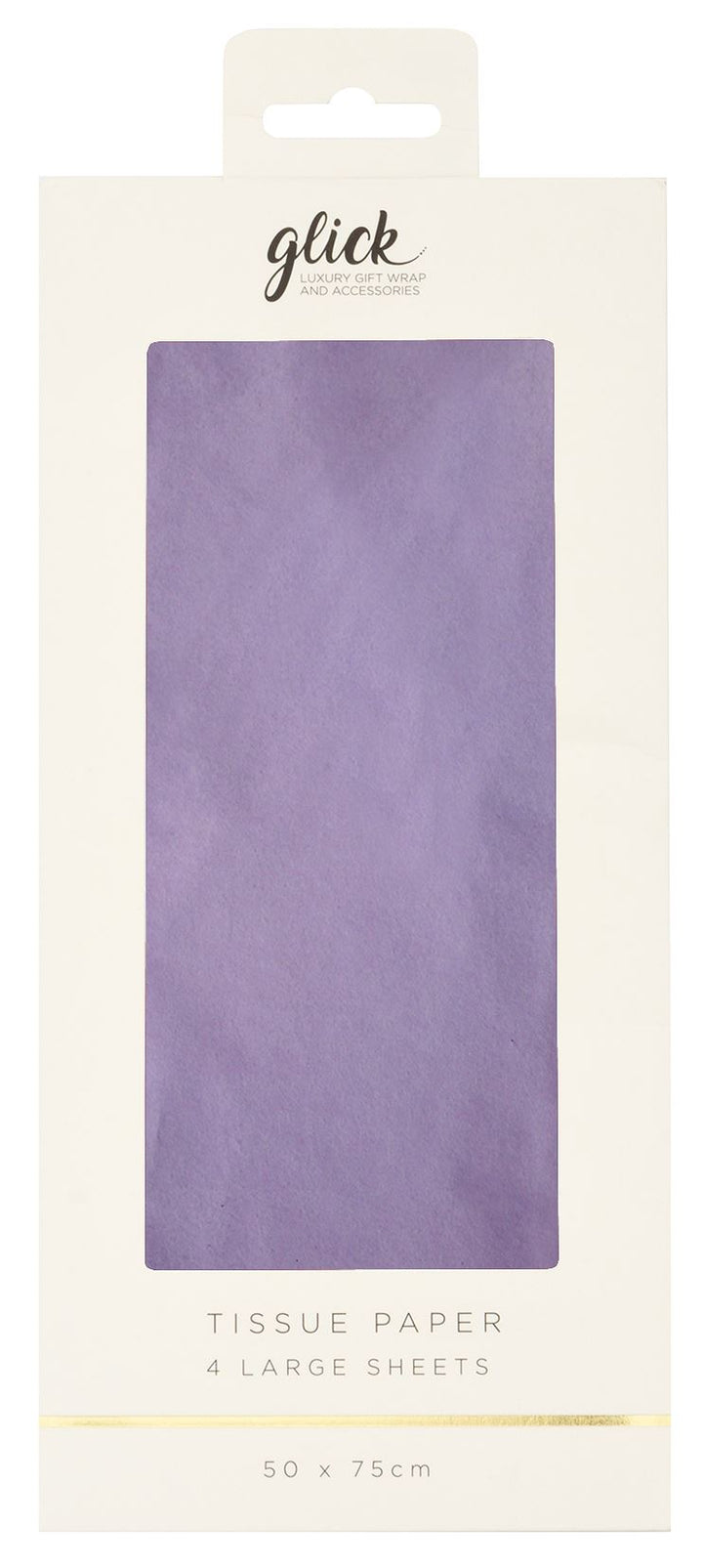 Glick Lilac Tissue Paper by Cornucopia Home and Gift, soft lavender-colored tissue paper, suitable for gift wrapping or craft projects.