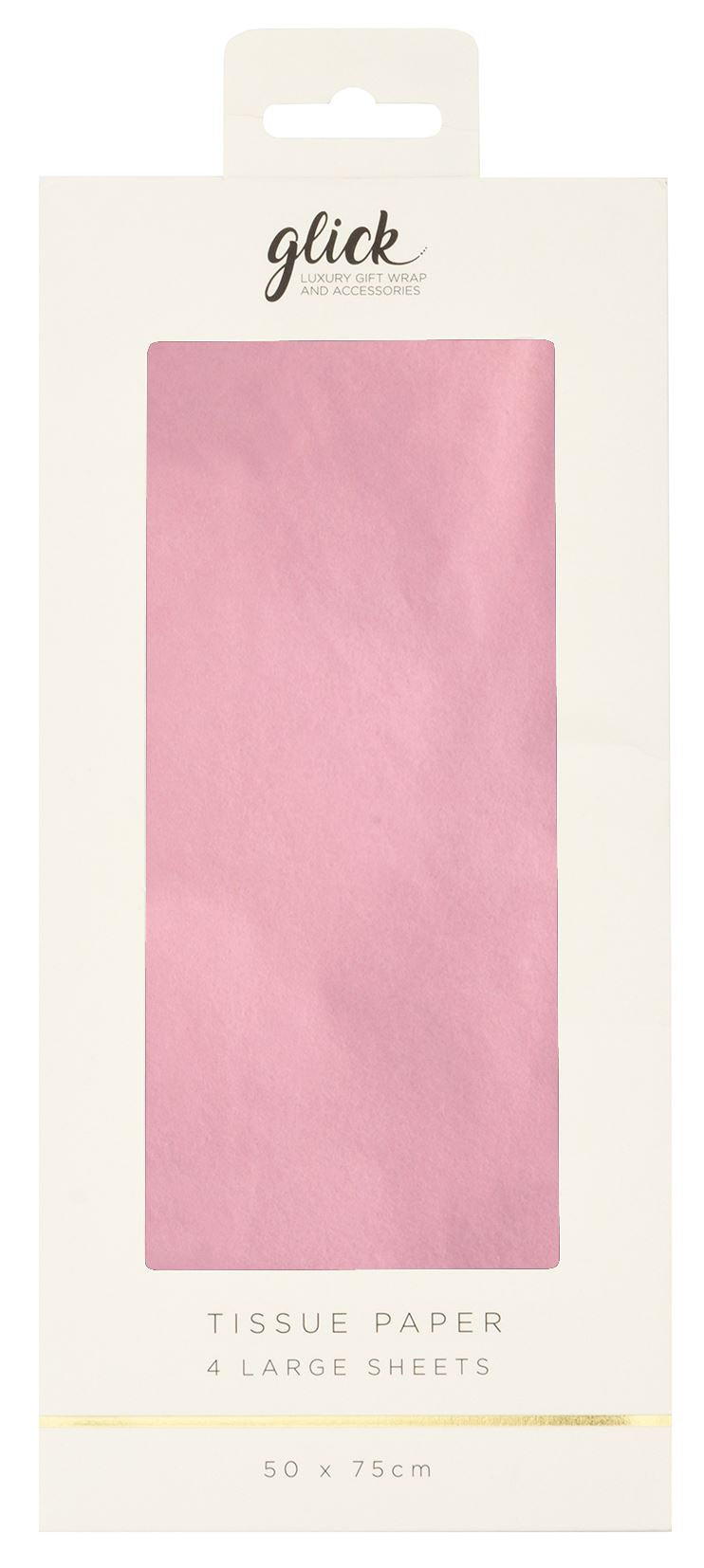 Light pink plain tissue paper by Glick from Cornucopia Worcester, shown folded and crinkled for gift wrapping or craft use.