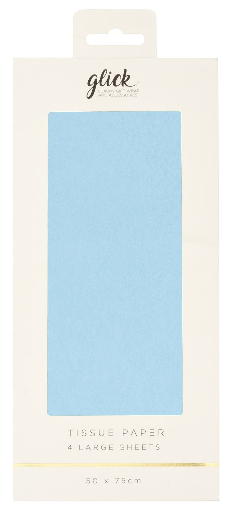 Glick plain tissue paper in Arctic Blue by Cornucopia Worcester, showing soft, folded tissue paper with a smooth texture.