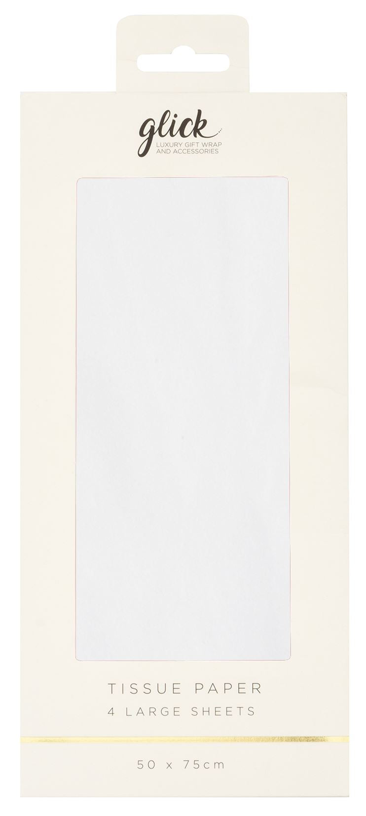 Plain white tissue from Glick by Cornucopia Worcester, showing soft, lightweight tissue paper on a clean surface.