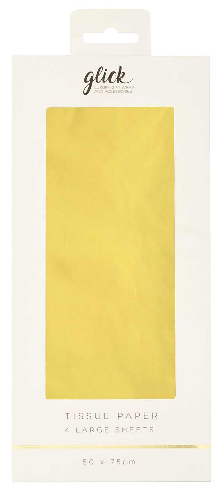 Plain lemon-colored tissue paper by Glick, perfect for gift wrapping or crafts, from Cornucopia Home and Gift.