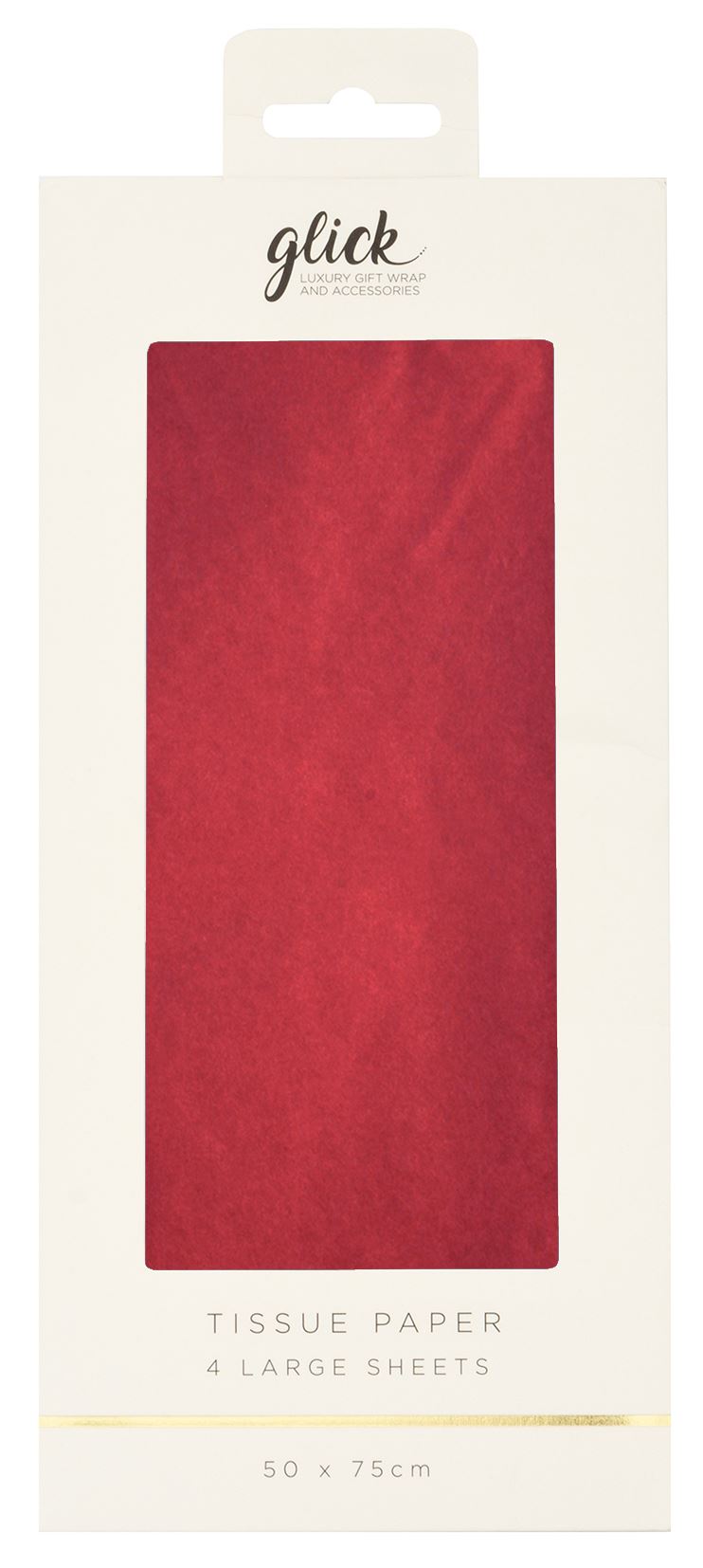 Red Glick Tissue Plain from Cornucopia Home and Gift, showing soft, single-ply tissue paper in a neatly folded stack.
