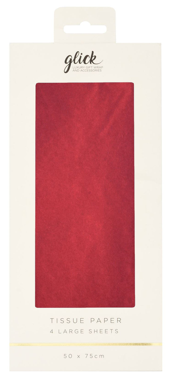 Red Glick Tissue Plain from Cornucopia Home and Gift, showing soft, single-ply tissue paper in a neatly folded stack.