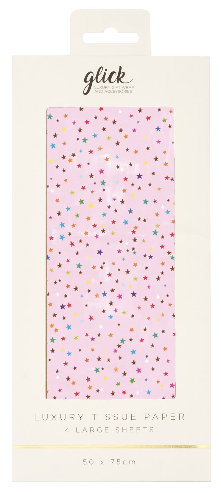 Pink Stars Tissue Paper by Glick from Cornucopia Worcester, featuring vibrant pink star patterns for gift wrapping and decoration.