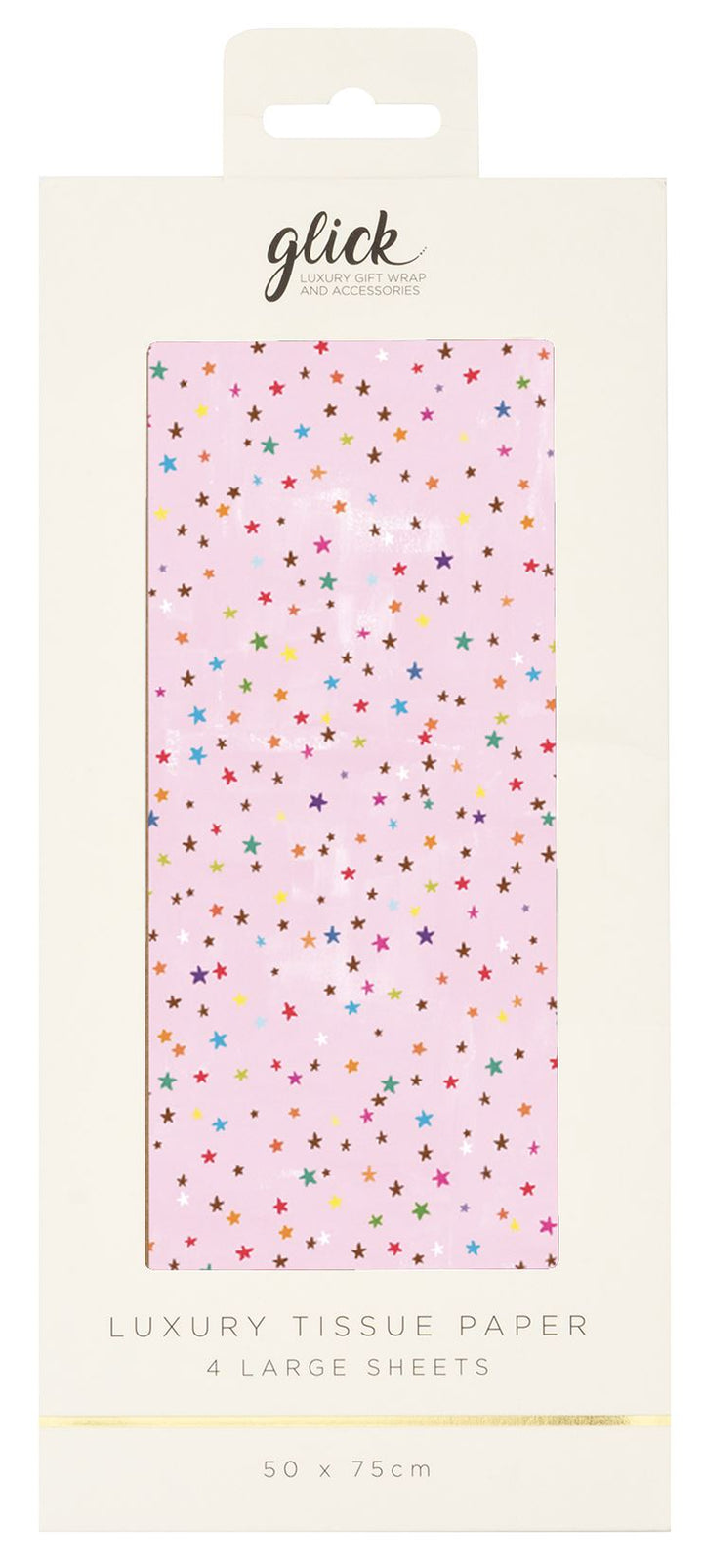 Pink Stars Tissue Paper by Glick from Cornucopia Worcester, featuring vibrant pink star patterns for gift wrapping and decoration.