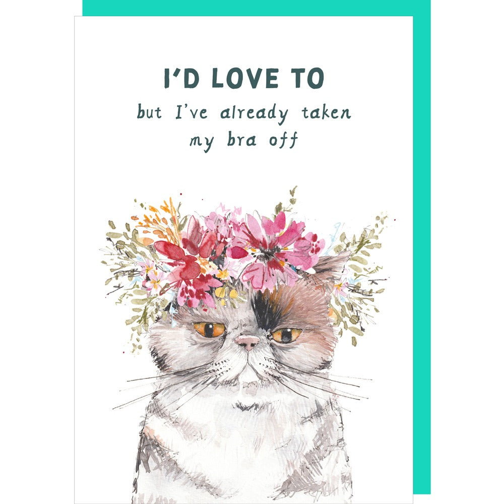 Rosie Made a Thing Bra Off birthday card featuring playful illustration, perfect for celebrating milestone birthdays.