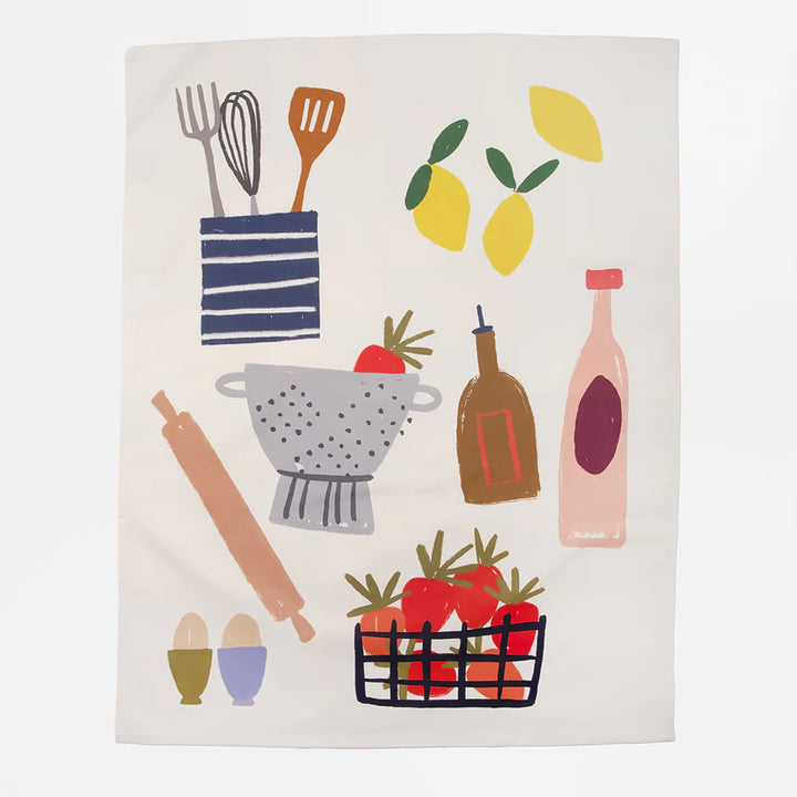 Set of two Caroline Gardner hearts and kitchen tea towels with colorful heart patterns, perfect for adding charm to your kitchen.