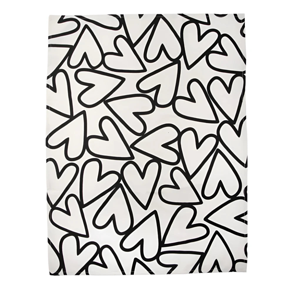 Set of two Caroline Gardner Hearts and Kitchen Tea Towels featuring colorful heart patterns, ideal for home kitchen decor.