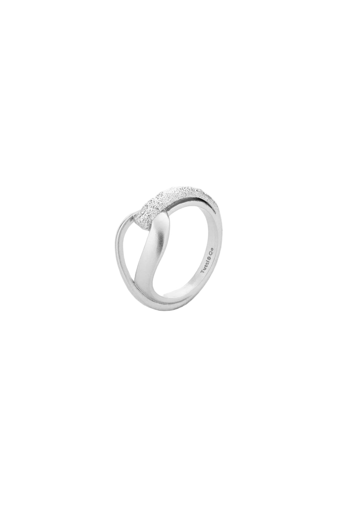 Silver Echo Ring by Tutti & Co featuring a sleek, minimalist design with a polished finish.