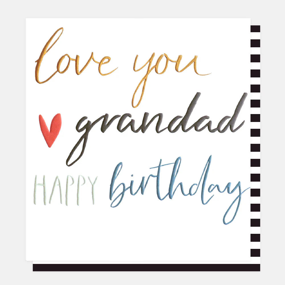 Caroline Gardner Heart Happy Birthday Card for Grandad with colorful design, featuring cheerful heart graphics for special birthday wishes.
