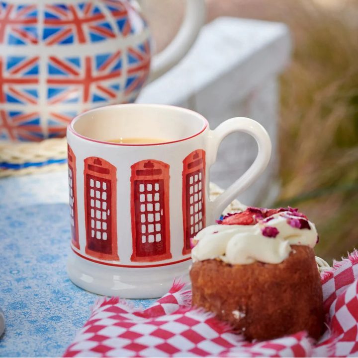 Emma Bridgewater London Icons telephone box ½ pint mug with colorful British telephone booth design and detailed artwork.