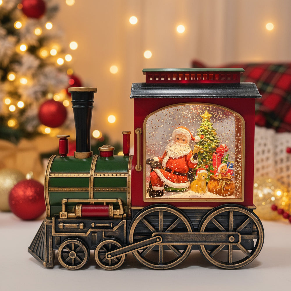 Straits Christmas Santa Train Water Spinner by Cornucopia Home and Gift featuring a festive holiday train with water and spinning elements.