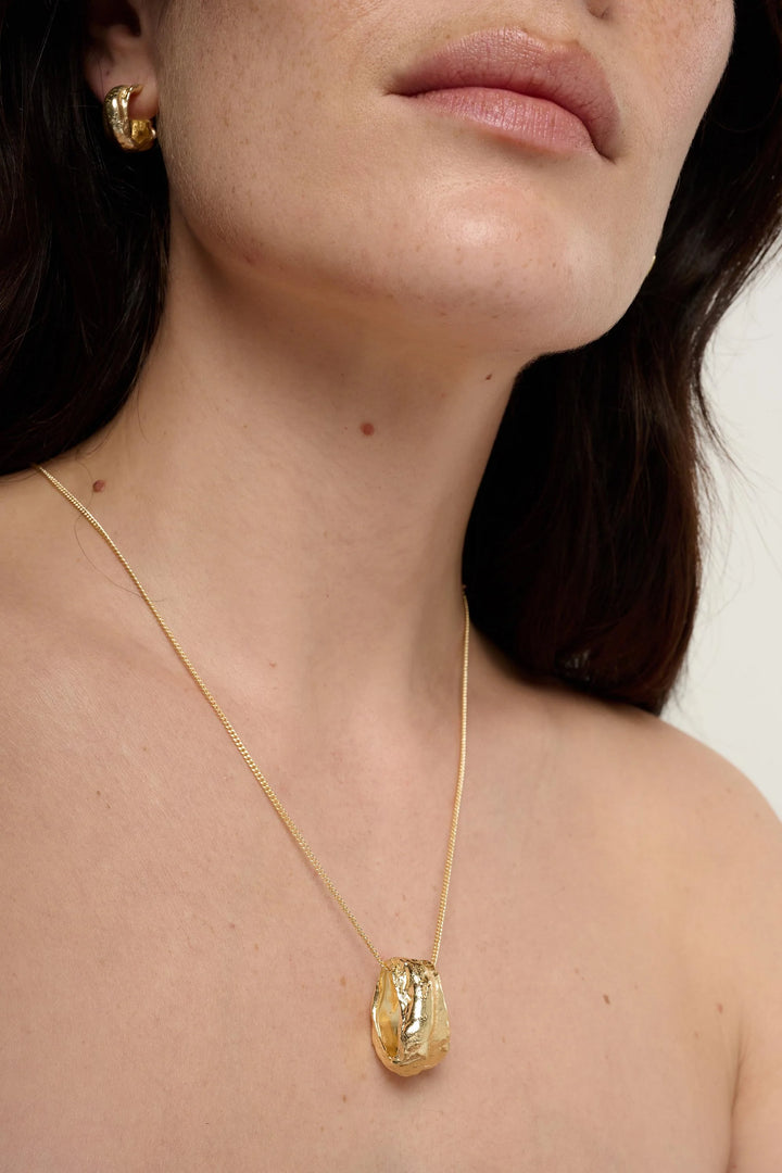 Wax Gold Organic Pendant Necklace
