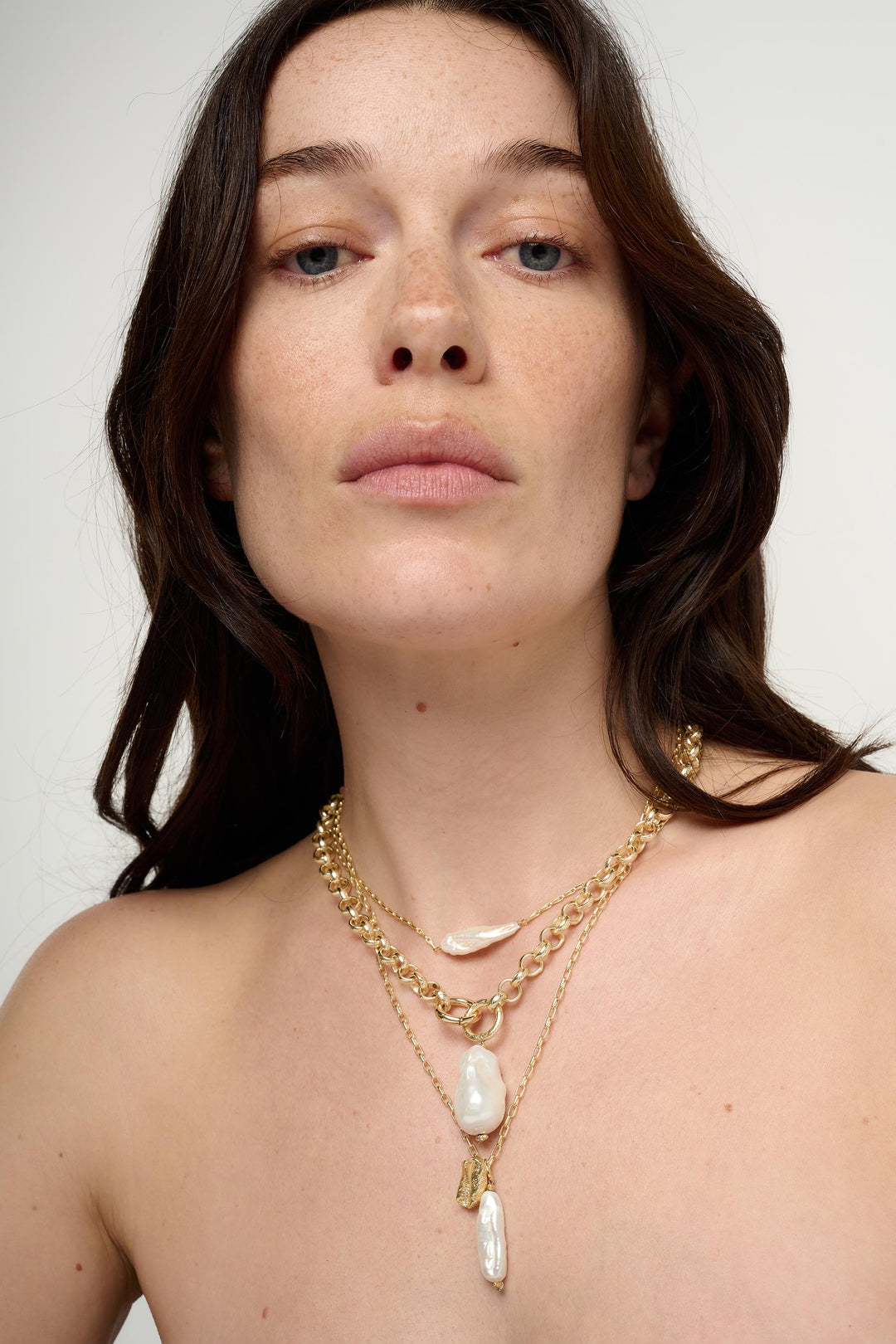 Iris Gold Baroque Shell Pearl Drop Necklace