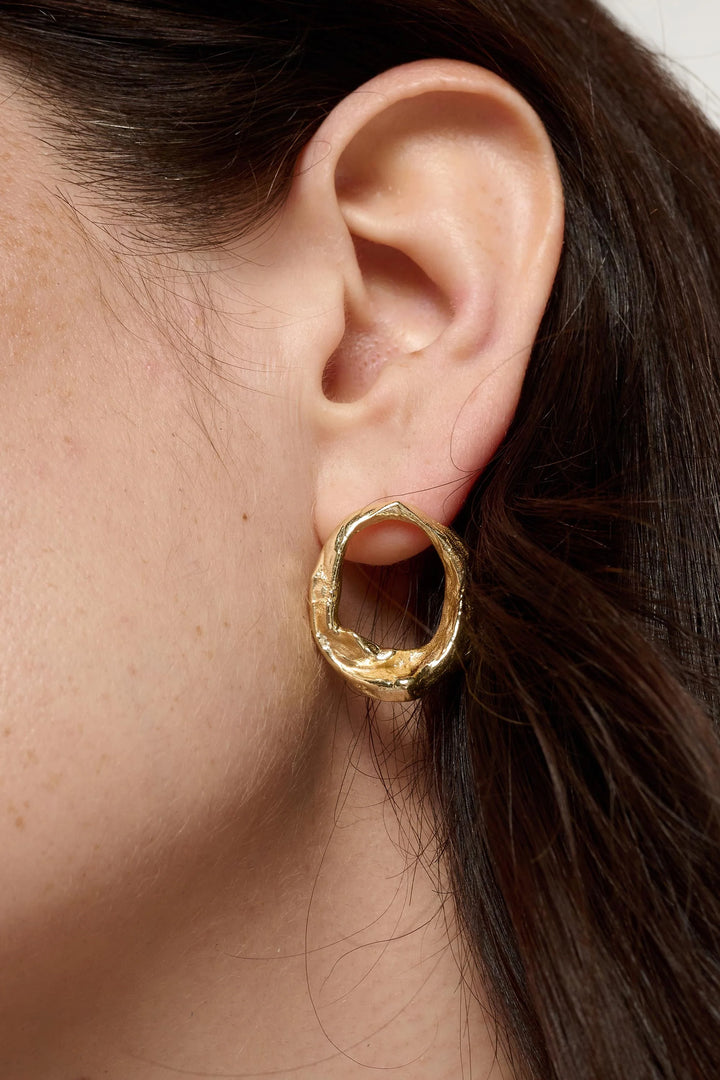 Forge Gold Open Stud Earrings