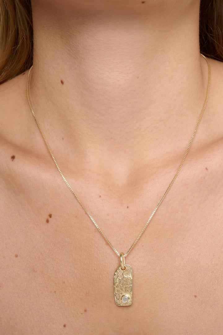 Moonstone Gold Organic Drop Birthstone Necklace