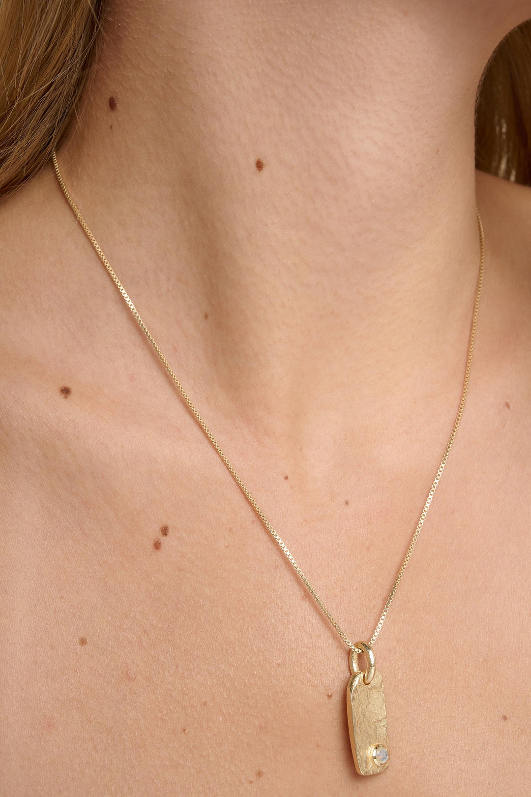 Moonstone Gold Organic Drop Birthstone Necklace