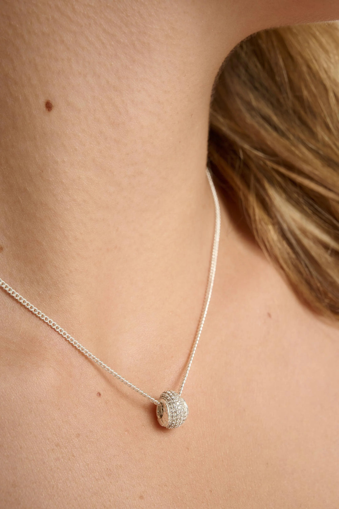 Glint Silver Pavé Pendant Necklace