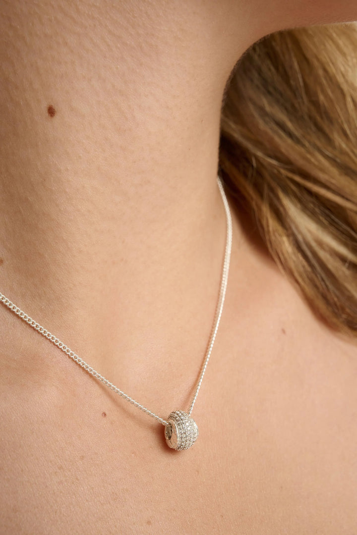 Glint Silver Pavé Pendant Necklace