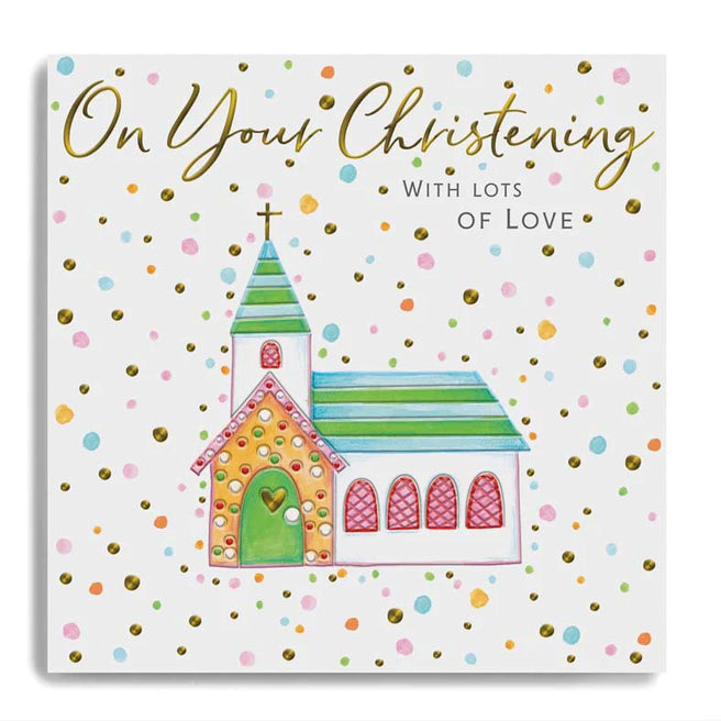 Janie Wilson Christening with Lots of Love decorative print from Cornucopia Home and Gift, featuring heartfelt design on a canvas or print.