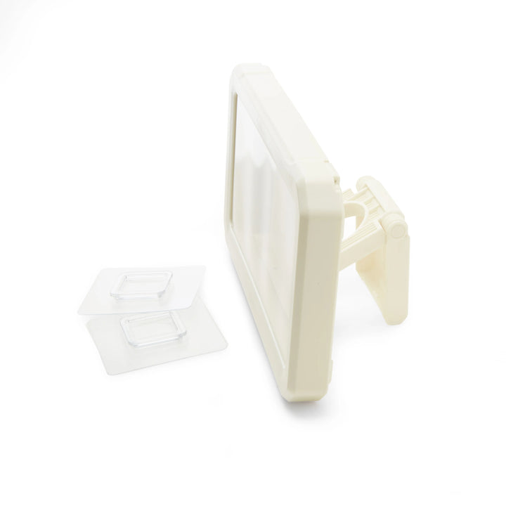Kikkerland shower proof phone case in clear plastic with waterproof seals, designed to protect smartphones from water damage.