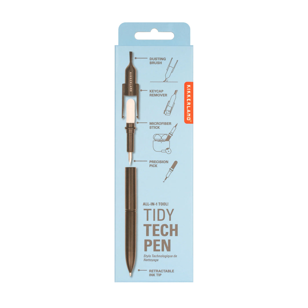 Kikkerland Tidy Tech Pen in packaging, sleek black design for organizing and writing, by Cornucopia Home and Gift.