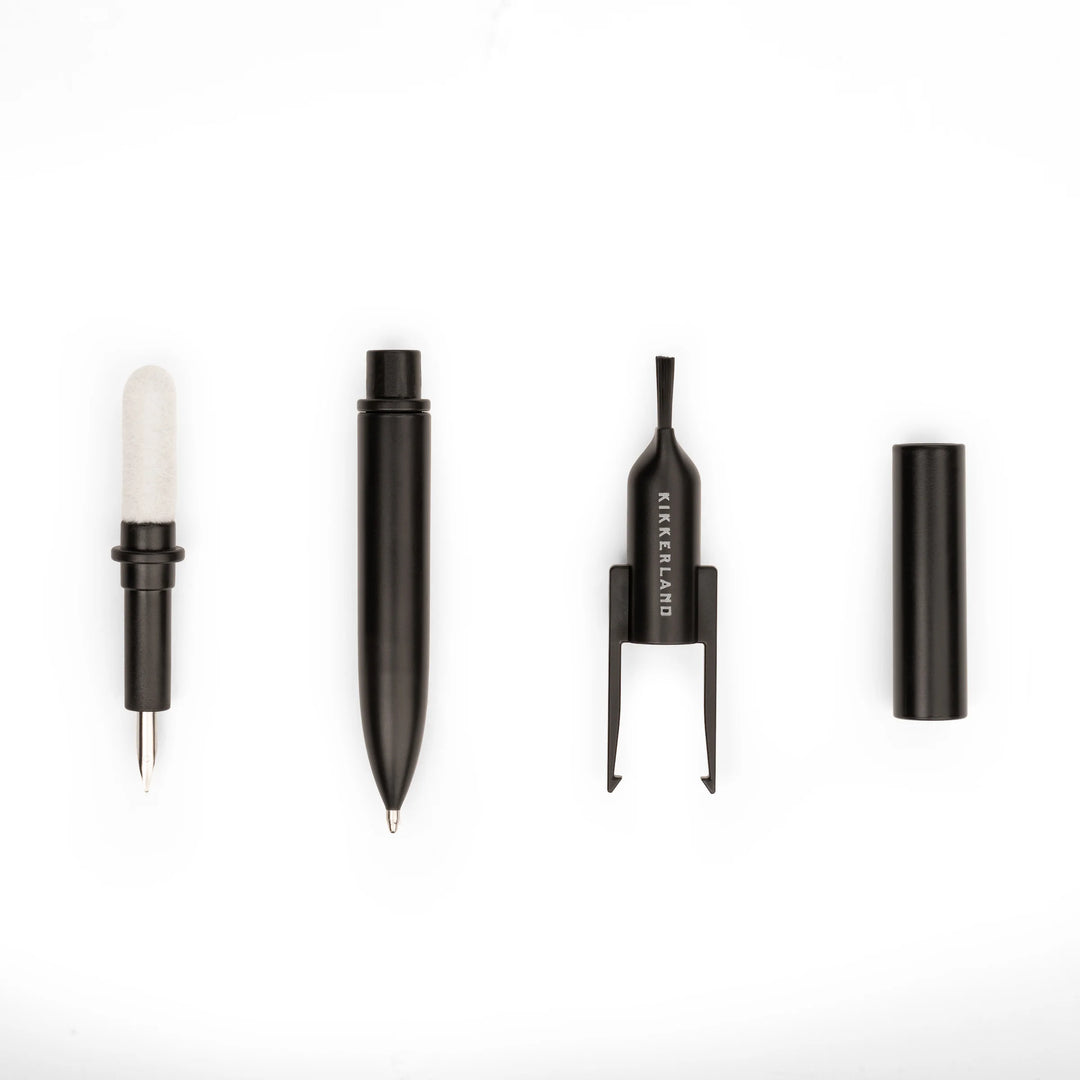 White Tidy Tech Pen by Kikkerland, designed by Cornucopia Home and Gift, with a sleek modern look on a white background.