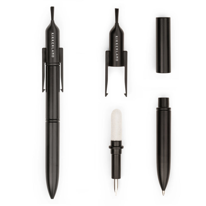 Kikkerland Tidy Tech Pen with sleek design, ideal for writing and organizing on a desk or workspace.