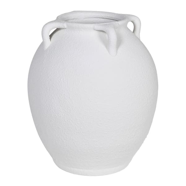 White terracotta vase from Coach House by Cornucopia Home and Gift, featuring a smooth, rounded ceramic design.