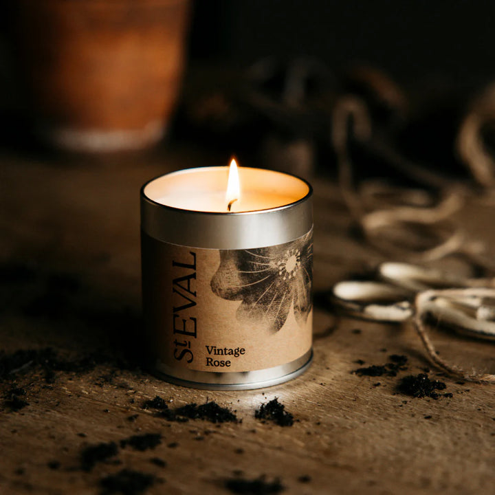 St Eval Vintage Rose Tin Candle
